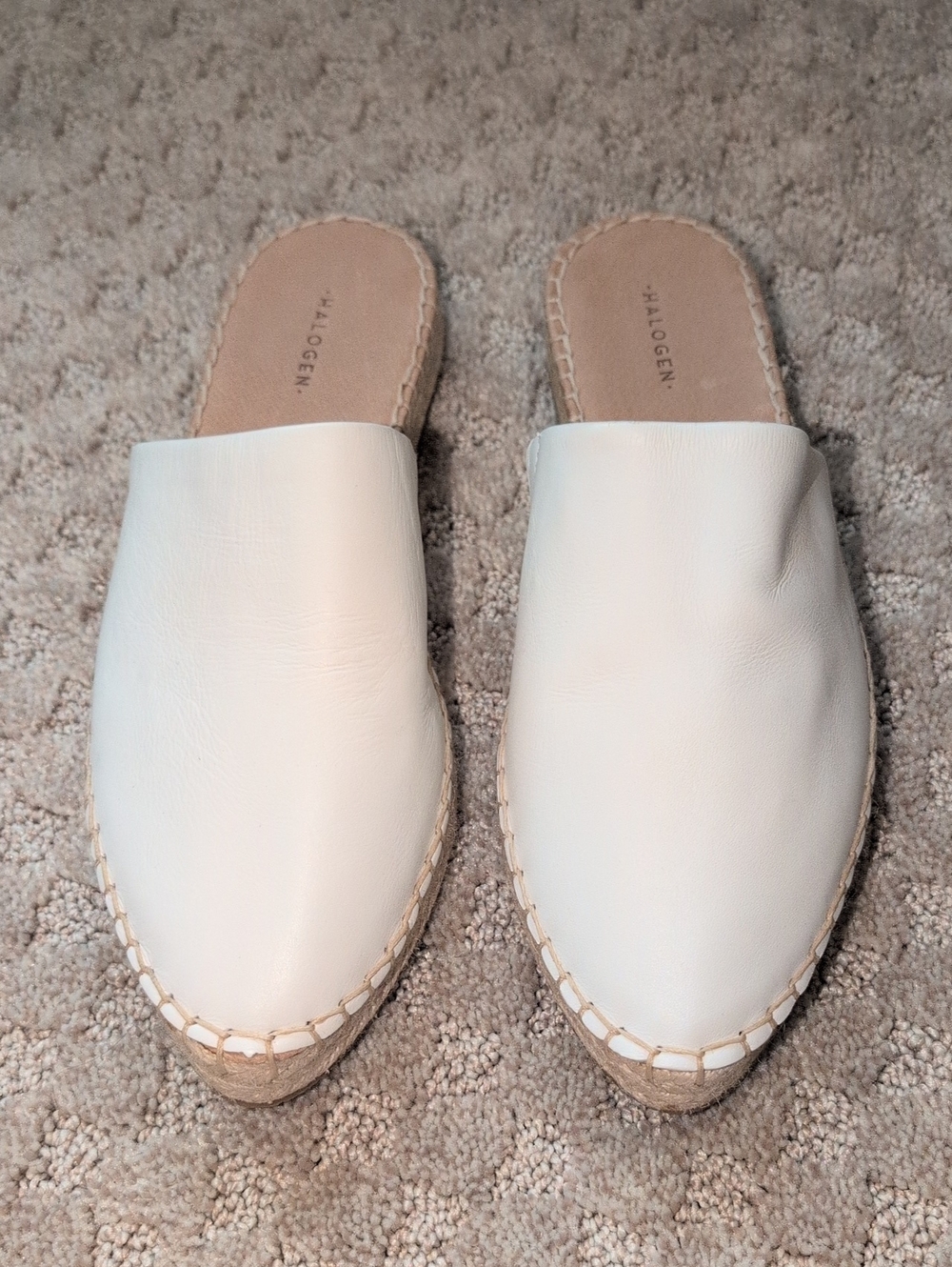 Halogen Leather White Mule Espadrilles